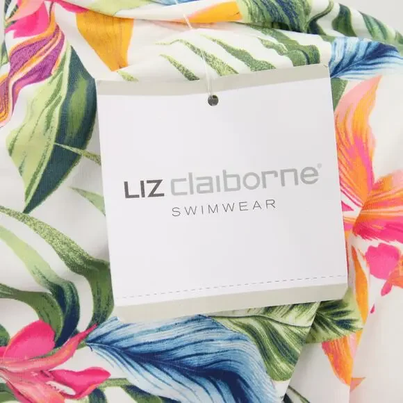 Liz Claiborne Bikini Bottoms Green White Tropical Beach Floral Palm Leaf XXL - Picture 5 of 9